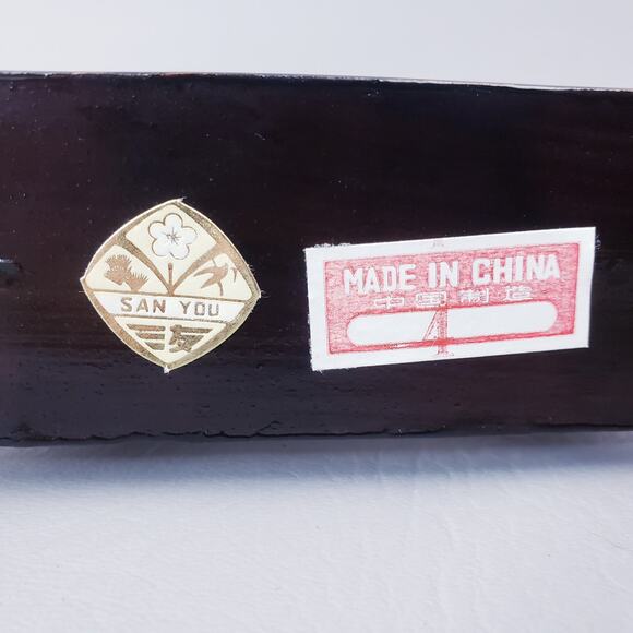 Vintage Chinese Diorama Cork Art Carving Glass Case~Pagoda/Trees/Cranes - Picture 4 of 10